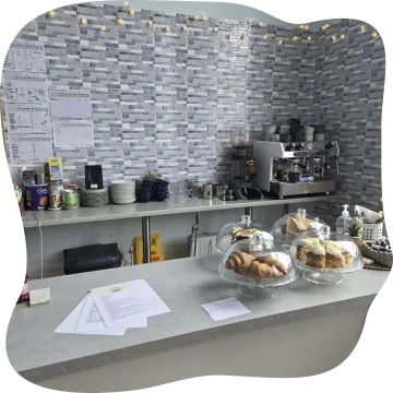 Cake Slice and Coffee Cafe Table