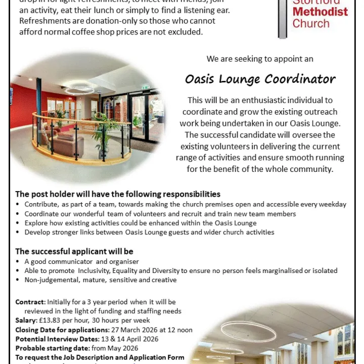 Oasis Lounge Coordinator Job Advert Draft 03