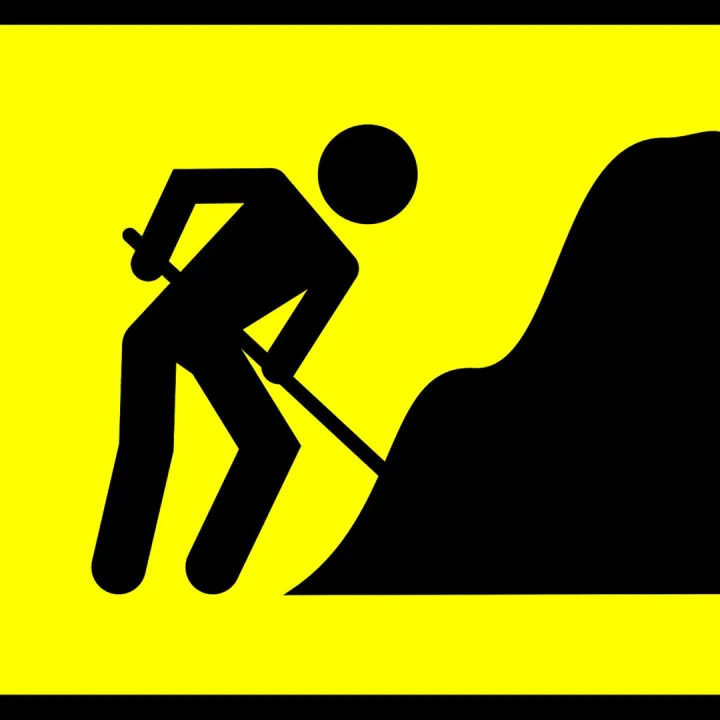 Road sign, roadsign, road work, man, worker