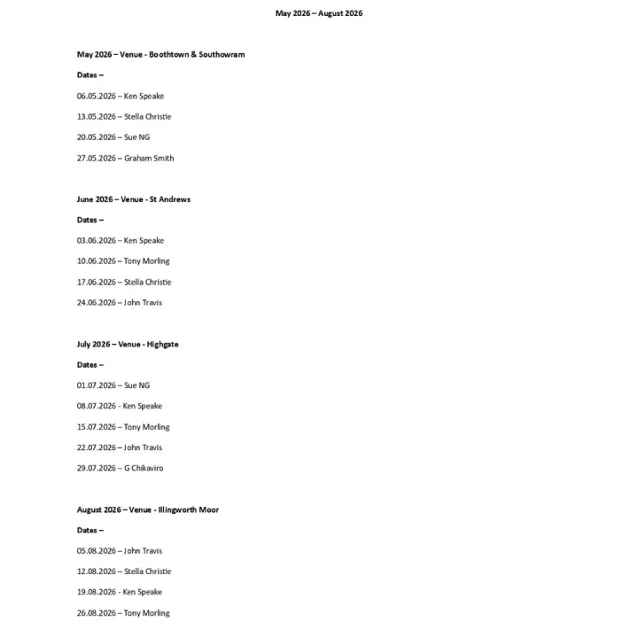 Open to God &ndash; May 2026 &ndash; August 2026