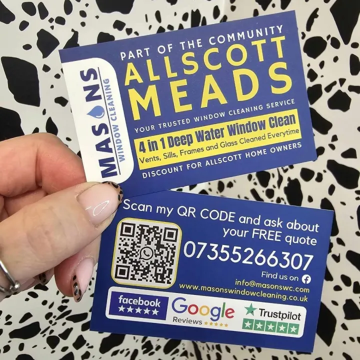Masons Window Cleaning Business Cards 450gsm Silk
