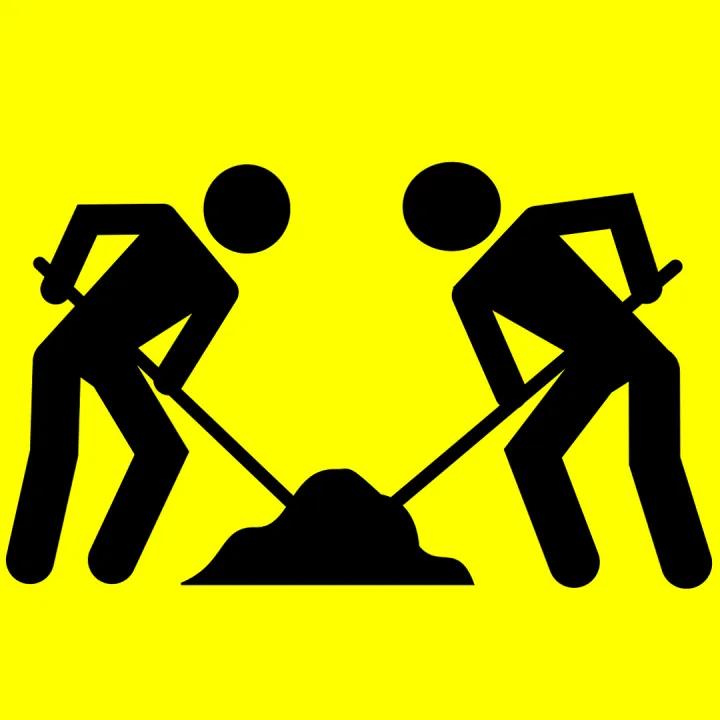 Road sign, roadsign, road work, men, worker