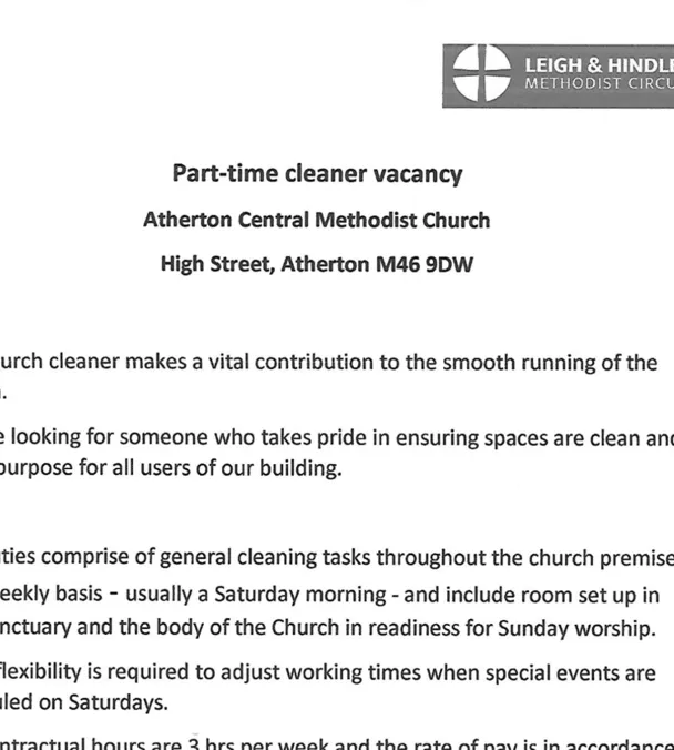 Cleaner Advert (Atherton Central)