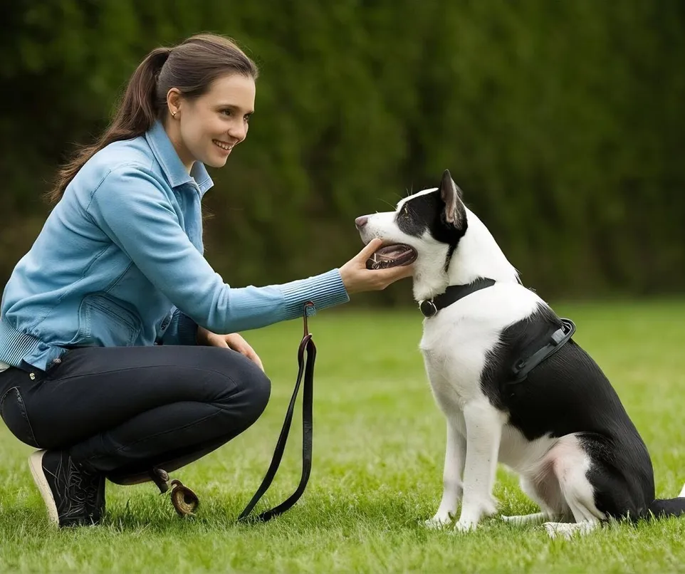 Dog trainer interacting with their pet