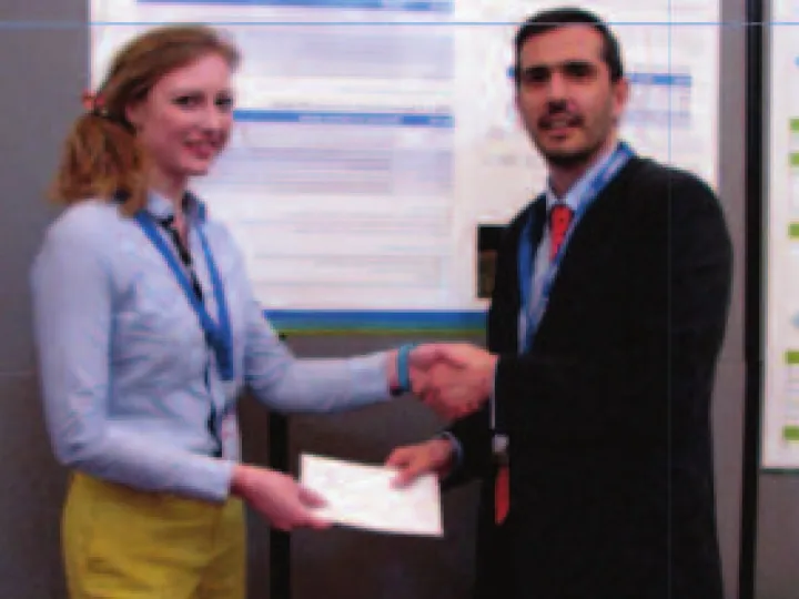 Phil Hadley of Eblex presenting the prize to Alice Willett