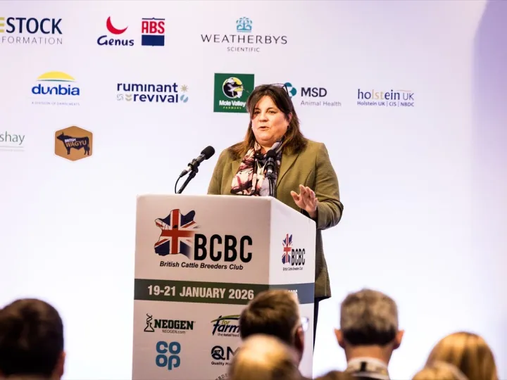 Sarah Haire of Dunbia speaking at the 2026 British Cattle Conference