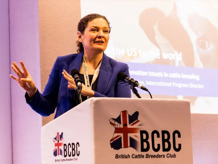 Dr Sophie Eaglen speaking at the 2026 British Cattle Conference