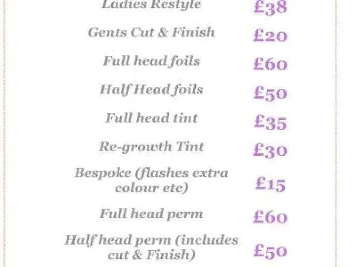 Claire Liz Price List
