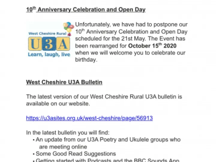 U3A newsletter