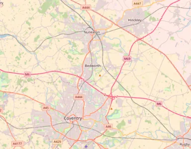 Map showing the location of Coventry & Nuneaton