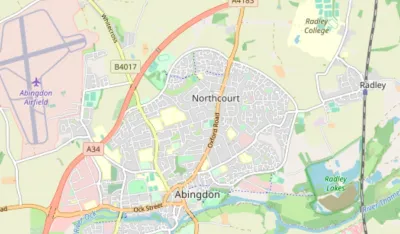 Map showing the location of All Saints Abingdon