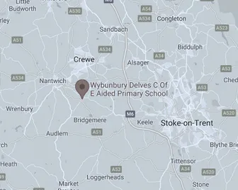 Map showing the location of Wybunbury Delves