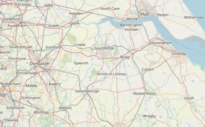 Map showing the location of Epworth, Scunthorpe & Gainsborough