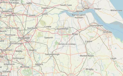 Map showing the location of Epworth, Scunthorpe & Gainsborough