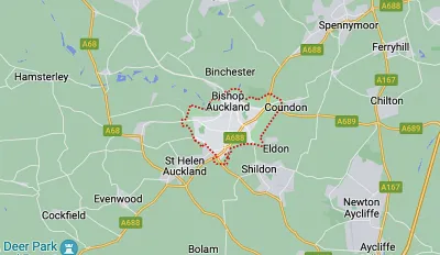 Map showing the location of Bishop Auckland & Shildon