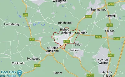 Map showing the location of Bishop Auckland & Shildon