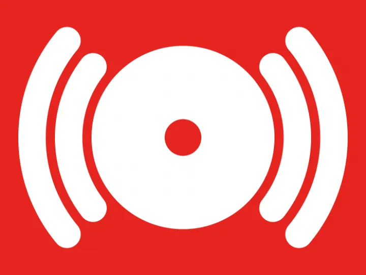 Alarm symbol on red