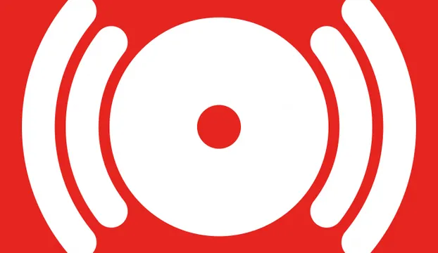 Alarm symbol on red