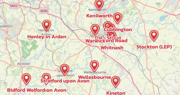 Map showing the location of South Warwickshire Circuit