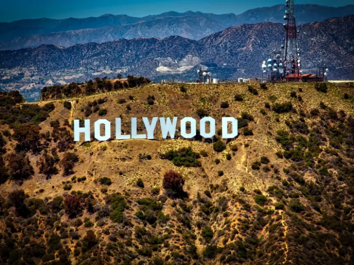 Hollywood sign above Los Angeles