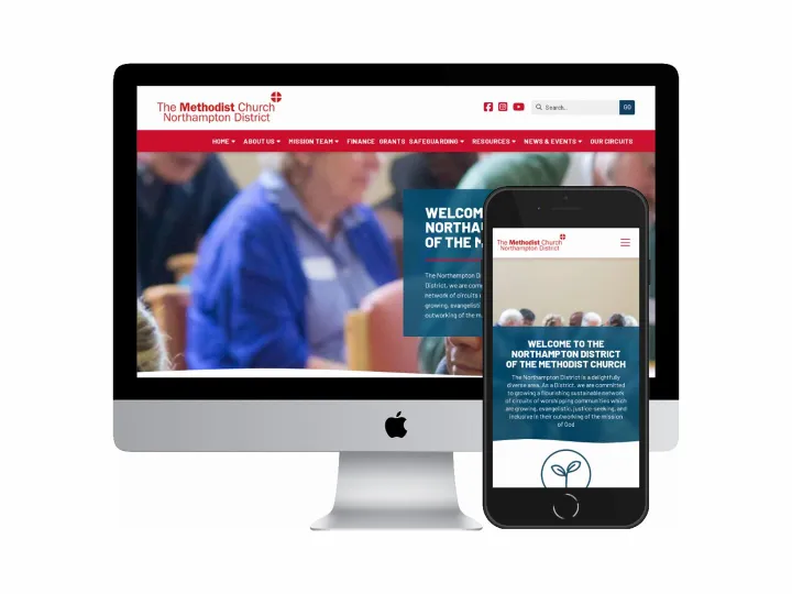 Desktop and mobile screenshots of the Northampton Methodist District website