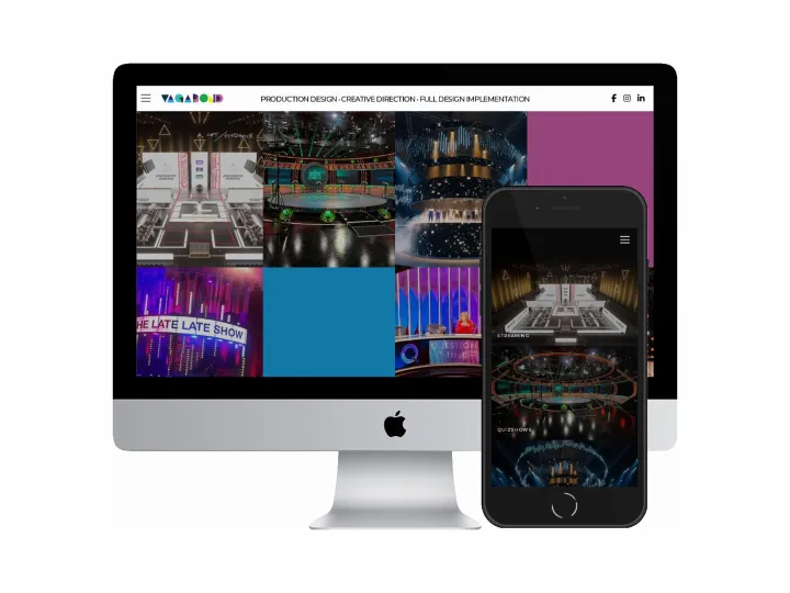 Desktop and mobile screenshots of the Vagabond website