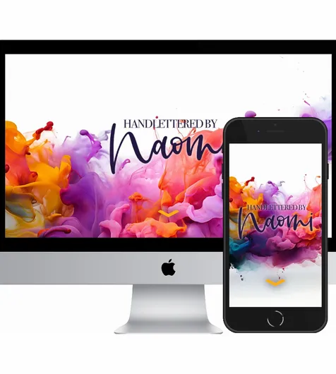 Desktop and mobile screenshots of the Handlettered by Naomi website