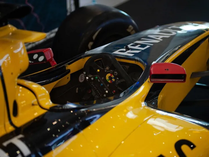 Formula 1 cockpit and steering wheel
