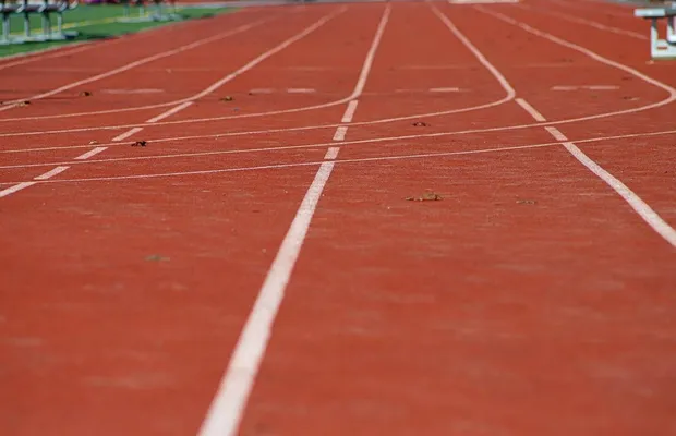 Track, race, perspective, running, speed, lane, sport, exercise, health, direction