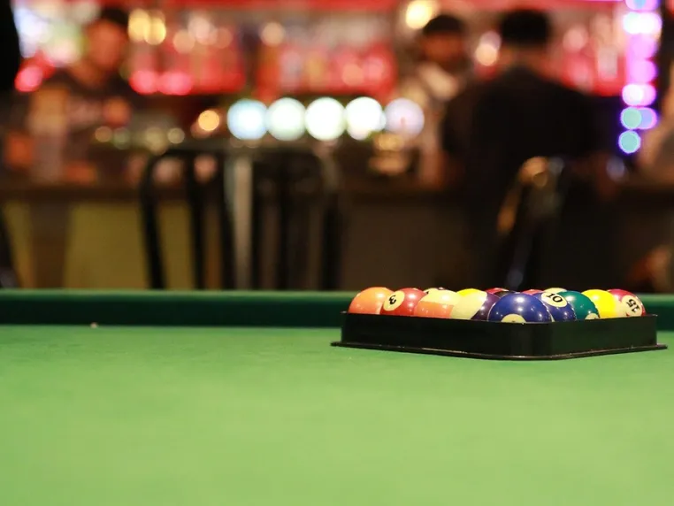 Snooker table in a club room