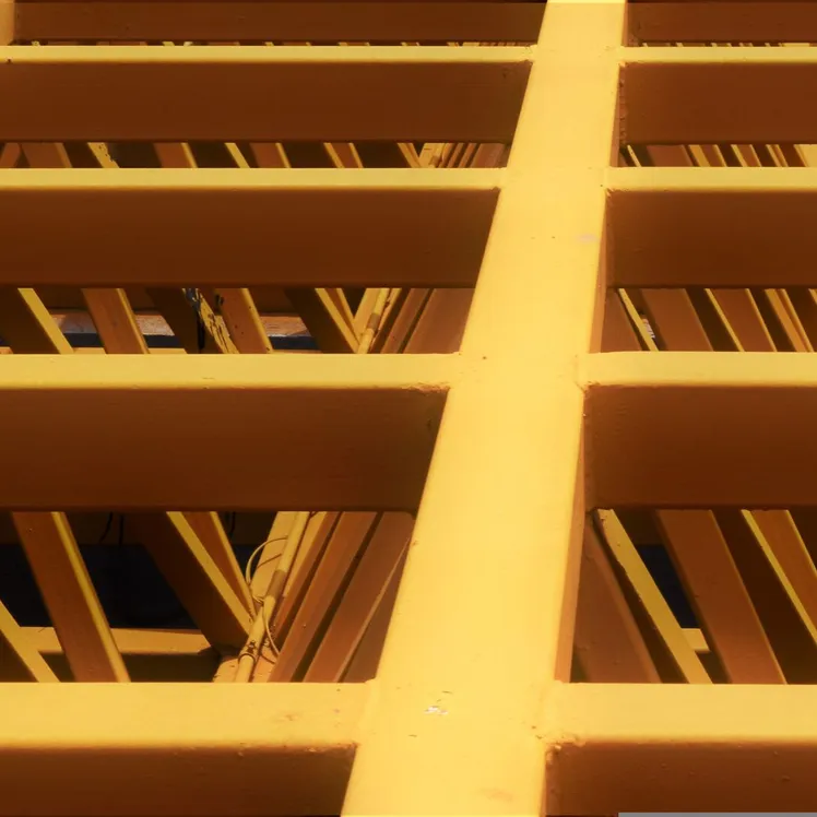 Yellow painted steel girders