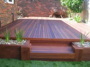 Decking with built-in planters