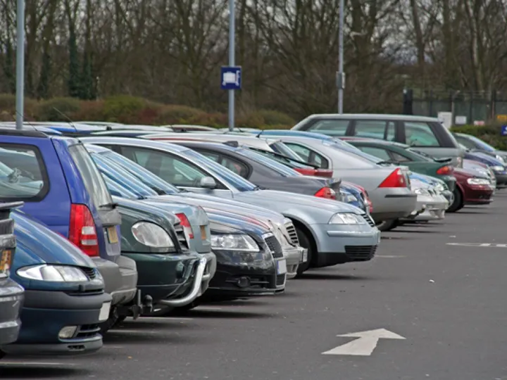 Close-Up of Vehicles in a Car Park