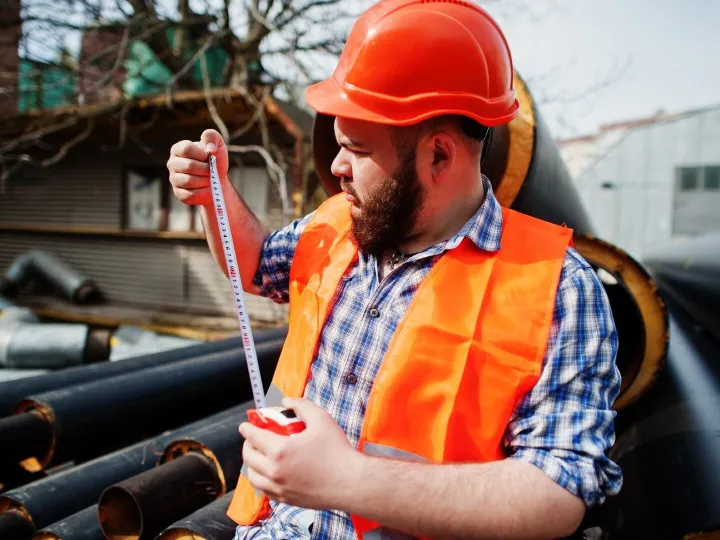 Brutal beard worker man suit construction worker i