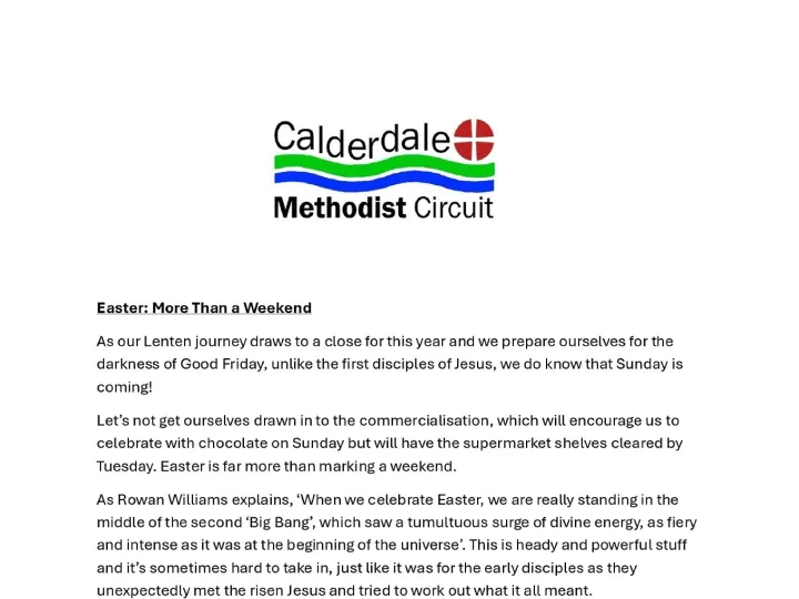 Easter Message 2026 &ndash; Rev N Biggar