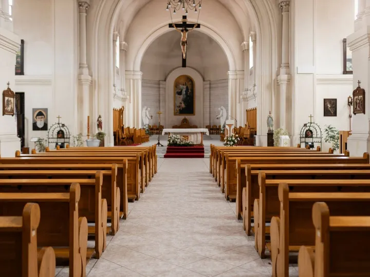 Empty christian church building