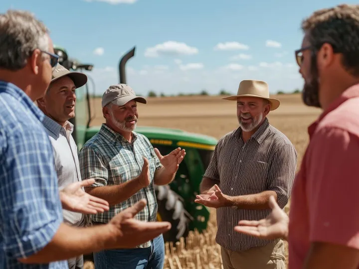 Farmers discussing crop strategies and sharing experiences i