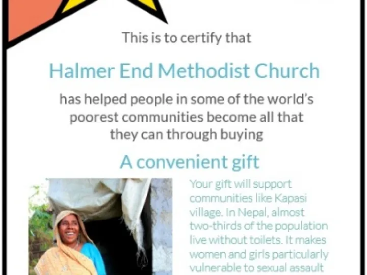 Halmer End Methodist Church &ndash; Extraordinary Gifts Certificate_161026
