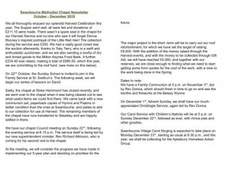 Chapel Newssheet Oct – Dec 2019 v2-1&2