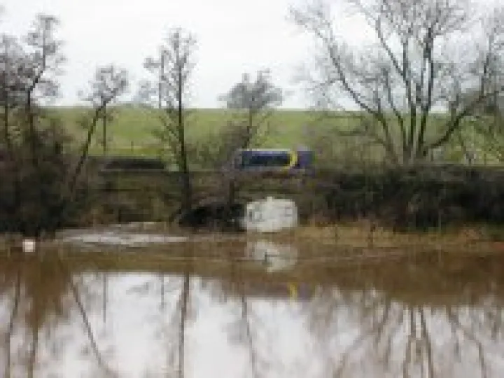 River Weaver flood  A525 bridge