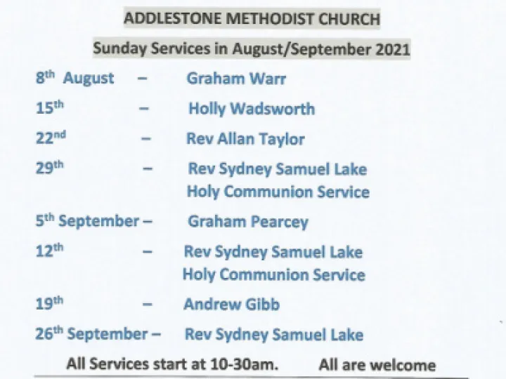 Church Services Sept- & Oct- 21