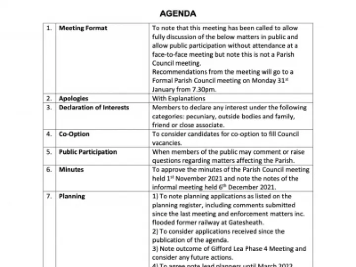 January Agenda 2022