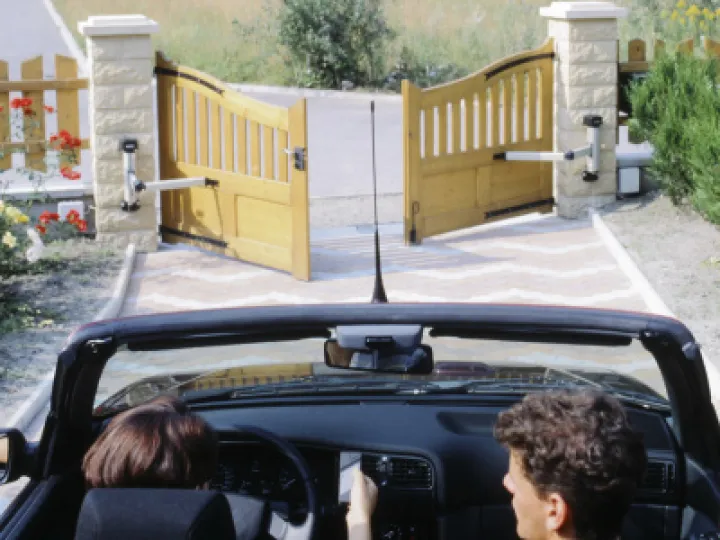 Car at automatic gates