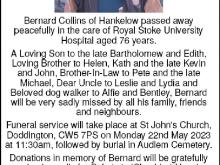 Bernard Collins   Obituary Notice