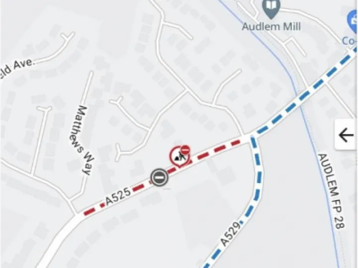 A525 closure map
