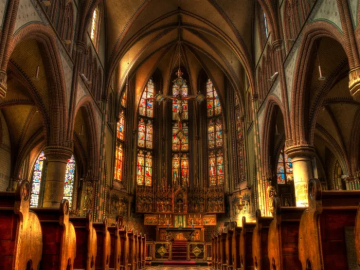 Church, altar, pews