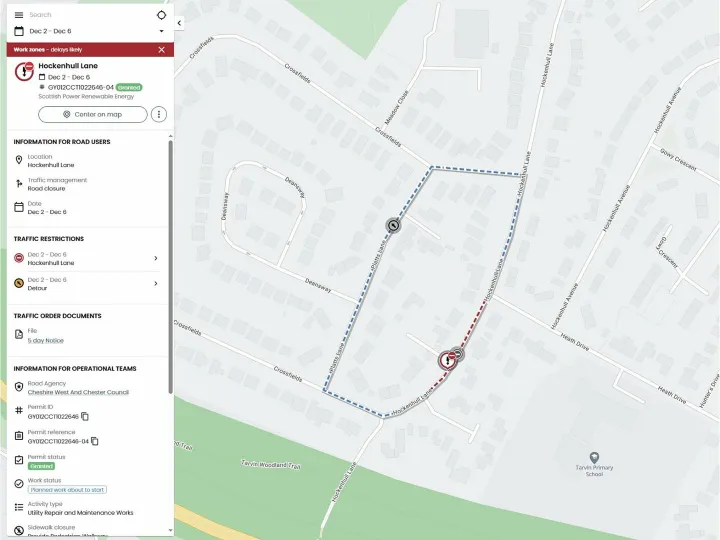 Road Closure Hockenhull Lane &ndash; 2nd Dec 2024