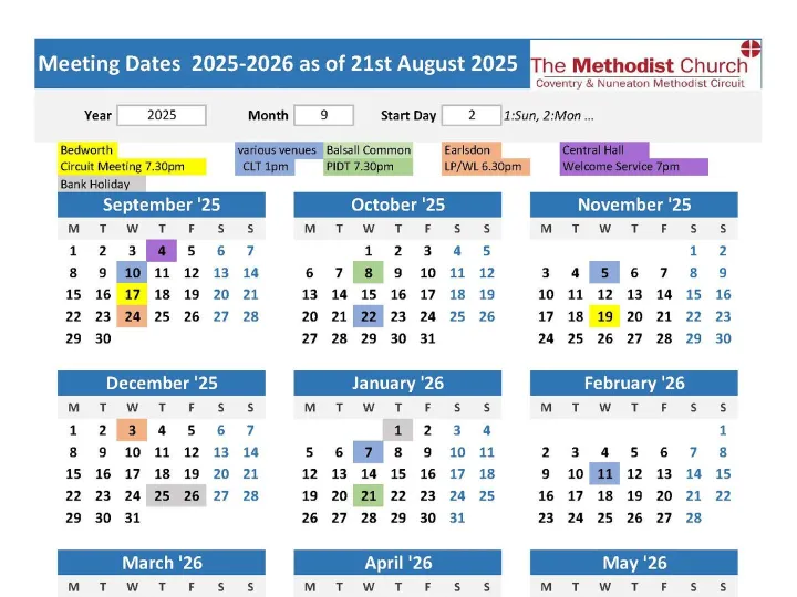 Final Various Meeting Dates 2025-2026