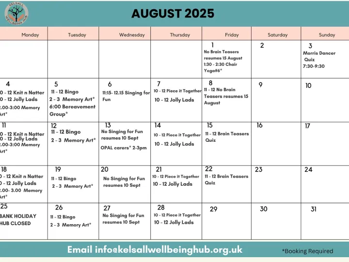 Hub Aug25 timetable