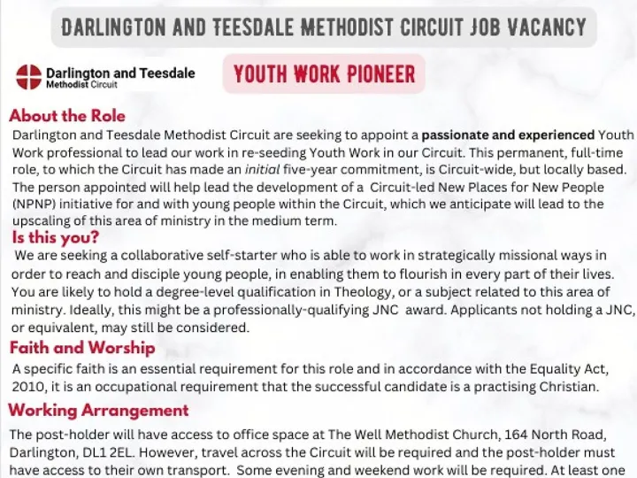 Youth Pioneer Role Darlington and Teesdale Oct 2025